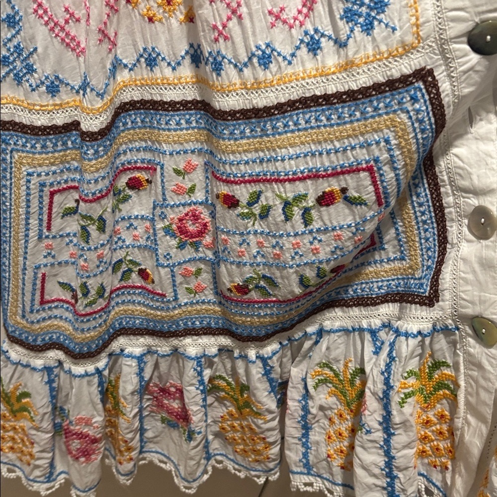 FARM RIO rare grandma embroidered tapestry midi dress - Picture 9 of 16